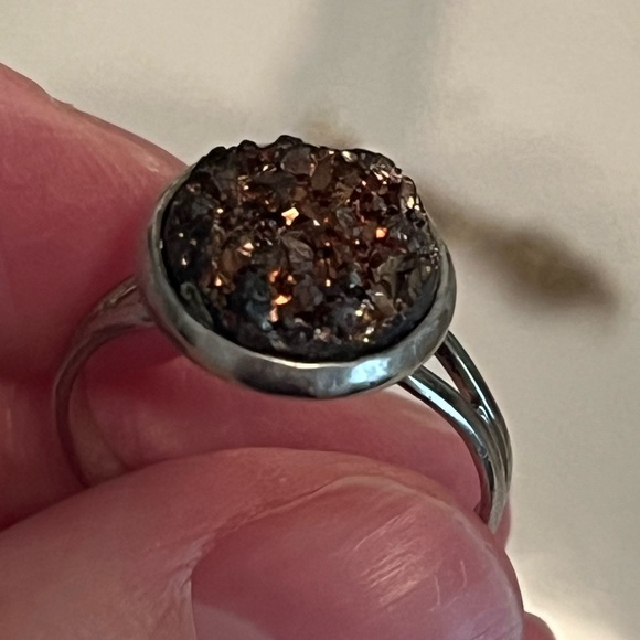 Brown Druzy Adjustable Ring - Picture 2 of 4